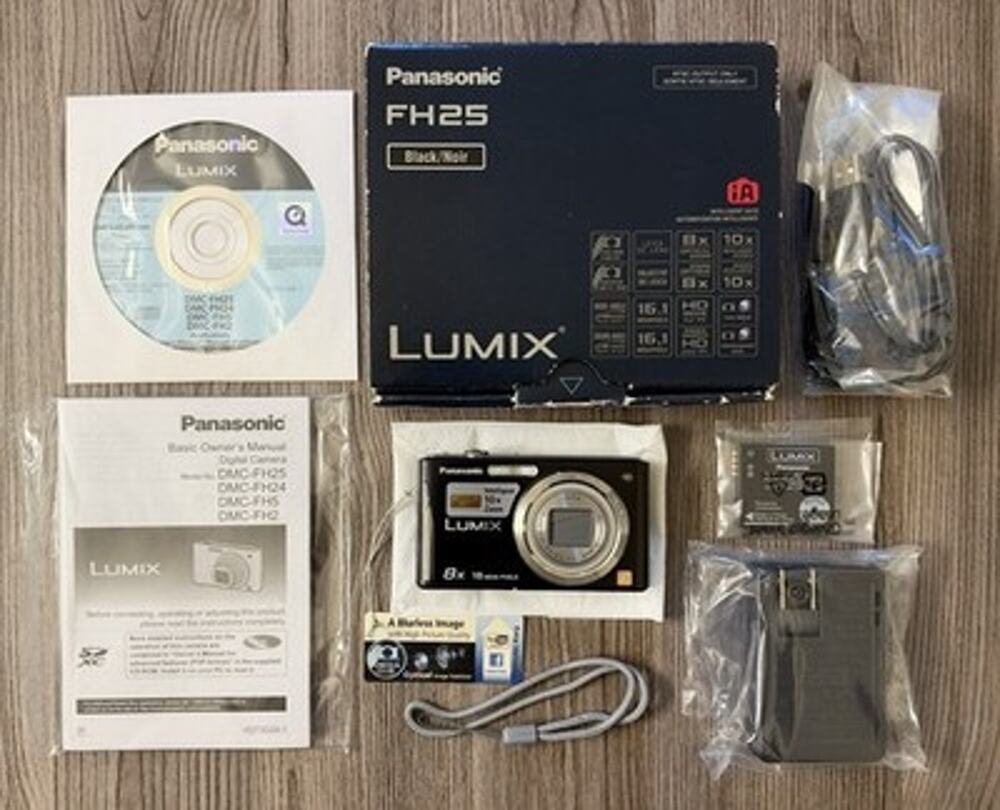Panasonic Lumix DMC-FH25 16MP Digital Camera Black w/ Battery & Battery Charger